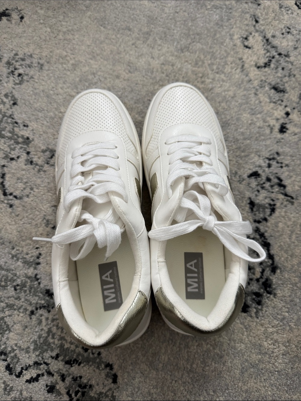 MIA White Sneakers with Silver Heel Accent